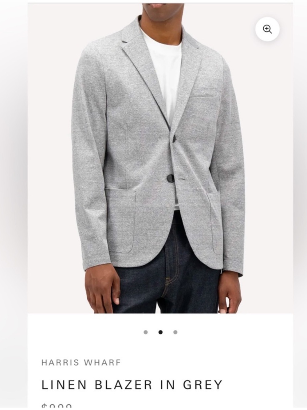 Men's Gray Linen Blazer Harris Wharf London • Made In Italy